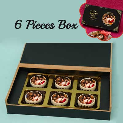 "Personalised chocolate Box (6pcs) - code PD04(Diwali)(Photo) - Click here to View more details about this Product